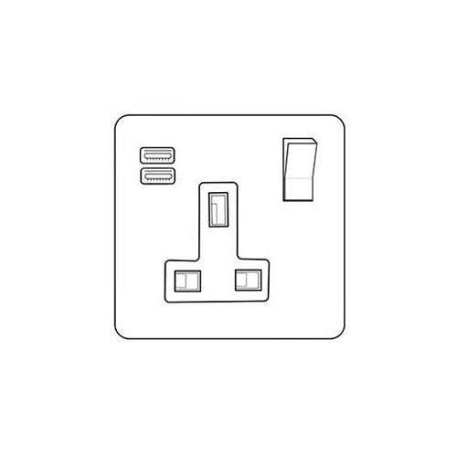 Winchester Range Satin Chrome | 1G 13A Socket with USB-A+C