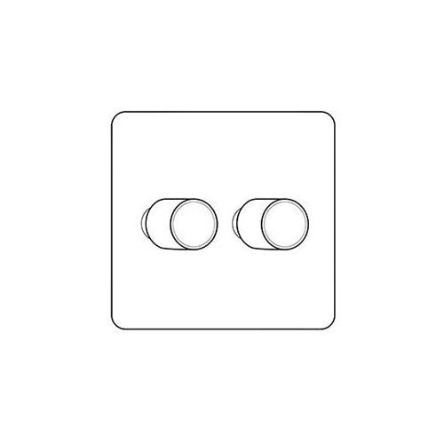 Windsor Range Aged Pewter | 2 Gang TED Dimmer (Compatible with LED Lamps)