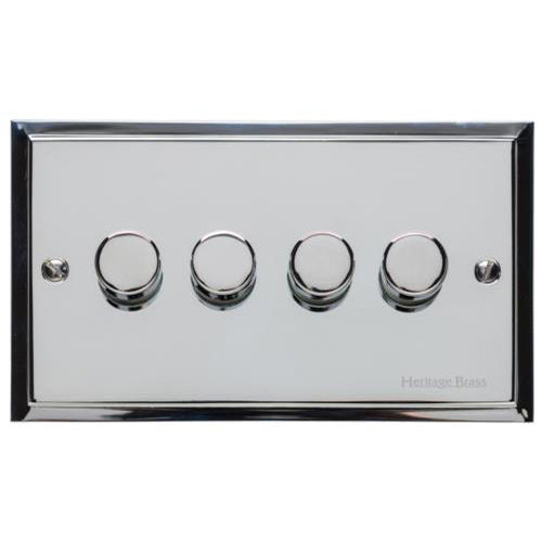 Elite Stepped Plate Range Polished Chrome | 4 Gang TED Dimmer (Compatible with LED Lamps)