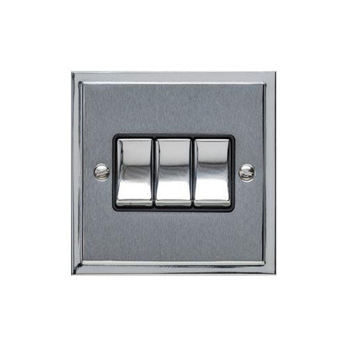 Elite Stepped Plate Range Polished Chrome | 3 Gang Rocker Switch