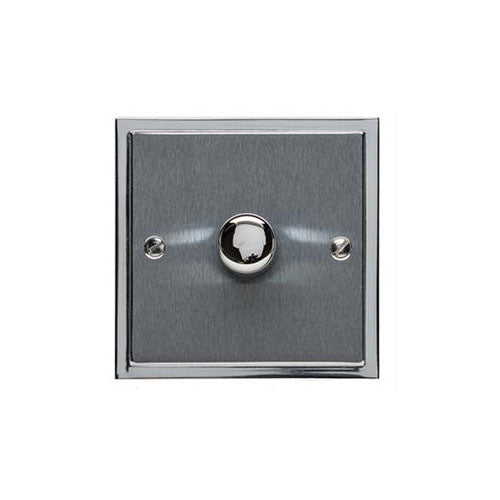 Elite Stepped Plate Range Satin Chrome | 1 Gang TED Dimmer (Compatible with LED Lamps)