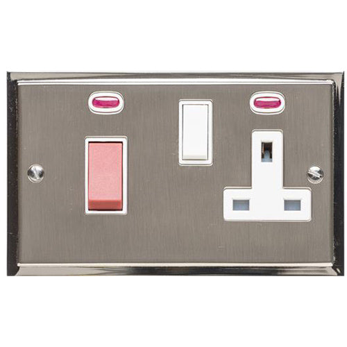 Elite Stepped Plate Range Satin Nickel | 45A Cooker Unit + 13A Socket