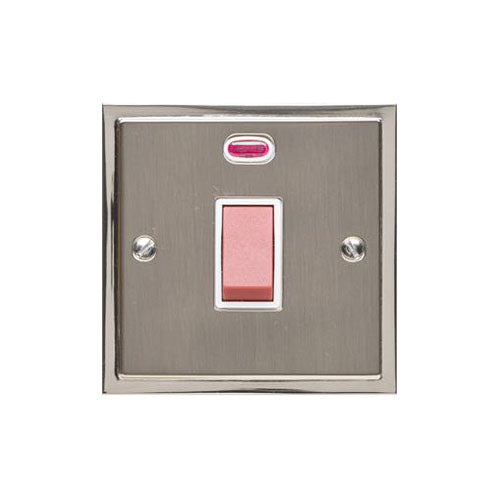 Elite Stepped Plate Range Satin Nickel | 45A DP Cooker Switch with Neon (single plate)