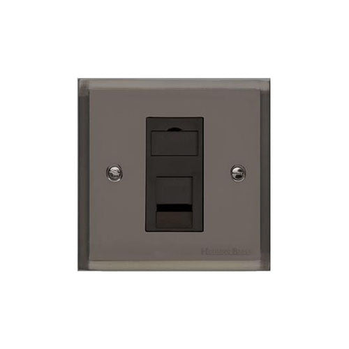 Elite Stepped Plate Range-Black Nickel-1 Gang CAT6