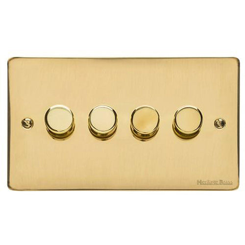 Elite Flat Plate Range-Polished Brass-4 Gang LED Dimmer (Compatible with LED Lamps)