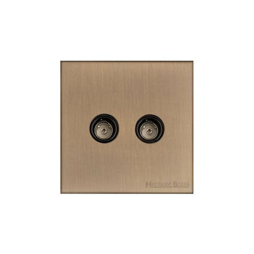 Winchester Range-Antique Brass-2 Gang TV Coaxial Socket