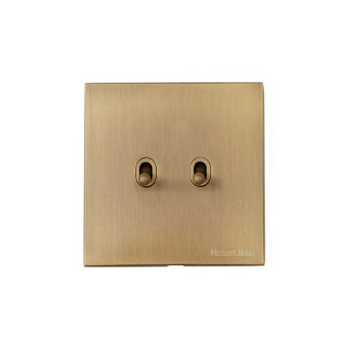 Winchester Range-Antique Brass-2 Gang Stockholm Toggle