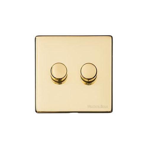 Vintage Range-Unlacquered Polished Brass -2 Gang Dimmer (250 watts)