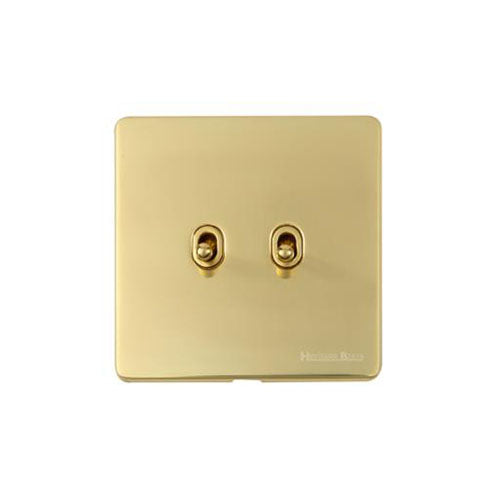 Vintage Range-Polished Brass-2 Gang Stockholm Toggle
