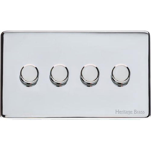 Vintage Range-Polished Chrome-4 Gang LED Dimmer (Compatible with LED Lamps)