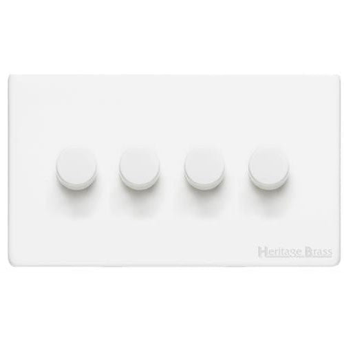 Vintage Range-Matt White-4 Gang LED Dimmer (Compatible with LED Lamps)