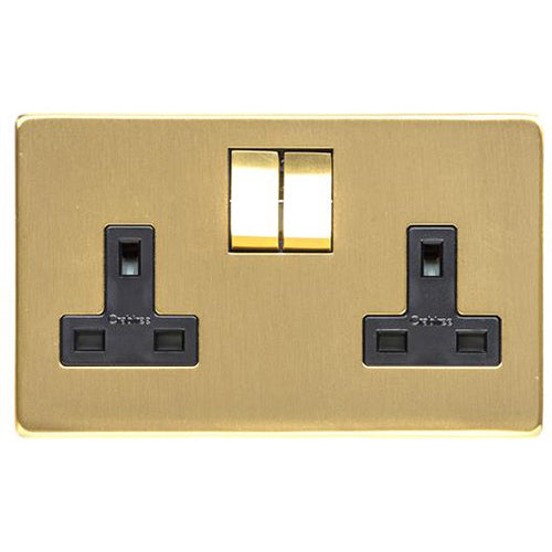Studio Range Satin Brass | Double Socket (13 Amp)