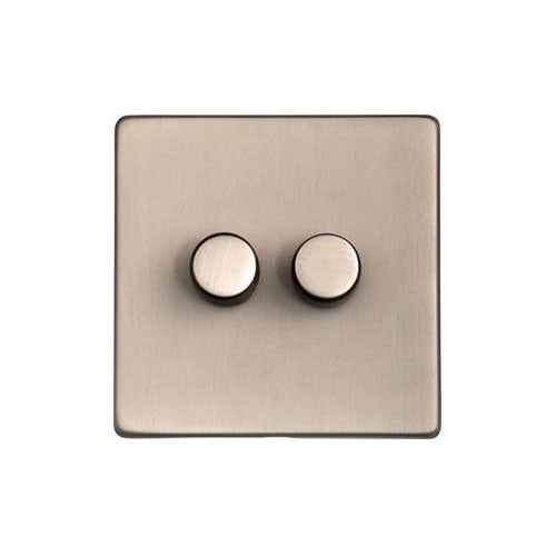 Studio Range Aged Pewter | 2 Gang TED Dimmer (Compatible with LED Lamps)