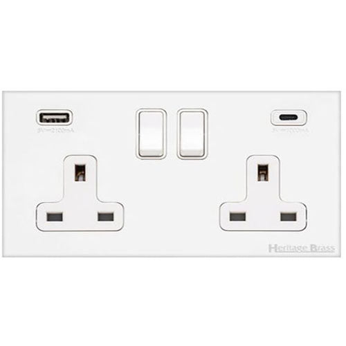 Windsor Range-Matt White-2G 13A Socket with USB-A+C