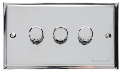 Elite Stepped Plate Range Polished Chrome | 3 Gang Dimmer 400 watts (Compatible with halogen/ incandescent bulbs)