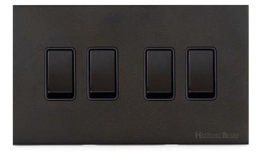 Windsor Range Dark Antique Bronze-4 Gang Rocker Switch (10 Amp)