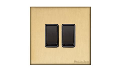 Windsor Range Matt Brass-2 Gang Rocker Switch (10 Amp)