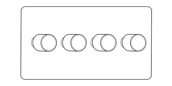 Executive Range-Matt White & Brass-4 Gang Dimmer (250 watts)