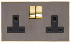 Executive Range-Satin Black Nickel & Brass-Double Socket (13 Amp)