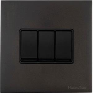 Windsor Range Dark Antique Bronze-3 Gang Rocker Switch (10 Amp)