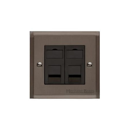 Elite Stepped Plate Range-Matt Bronze-2 Gang CAT6