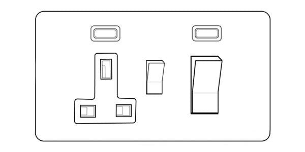 Executive Range-Matt White & Brass-45A Cooker Unit + 13A Socket