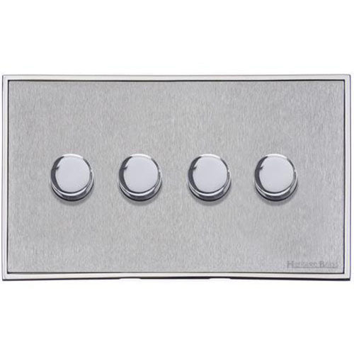 Executive Range-Satin Chrome-4 Gang Dimmer (400 watts)