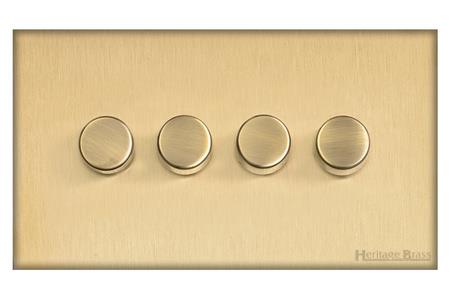 Windsor Range Matt Brass-4 Gang Dimmer 400 watts(Compatible with halogen/ incandescent bulbs)