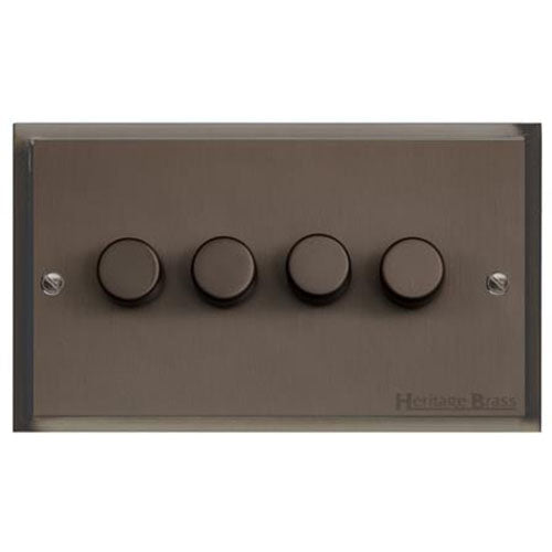 Elite Stepped Plate Range-Matt Bronze-4 Gang LED Dimmer (Compatible with LED Lamps)