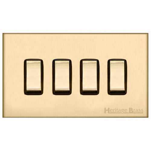 Winchester Range-Satin Brass-4 Gang Rocker Switch (10 Amp)