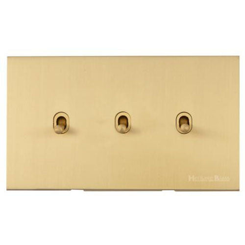 Winchester Range-Satin Brass-3 Gang Stockholm Toggle