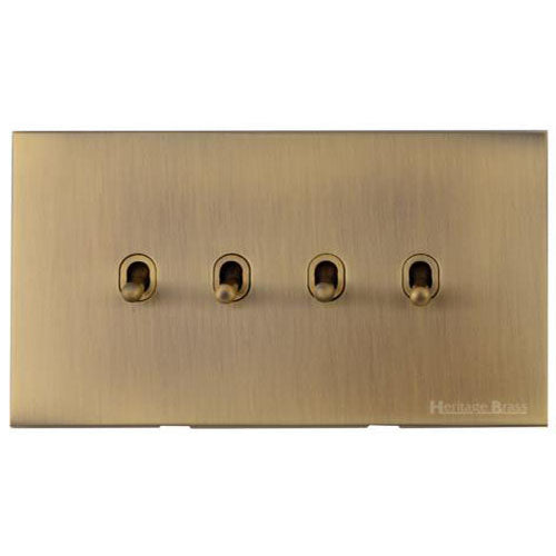 Winchester Range-Antique Brass-4 Gang Stockholm Toggle