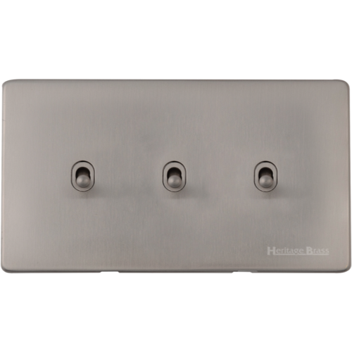 Vintage Range-Satin Nickel-3 Gang Stockholm Toggle