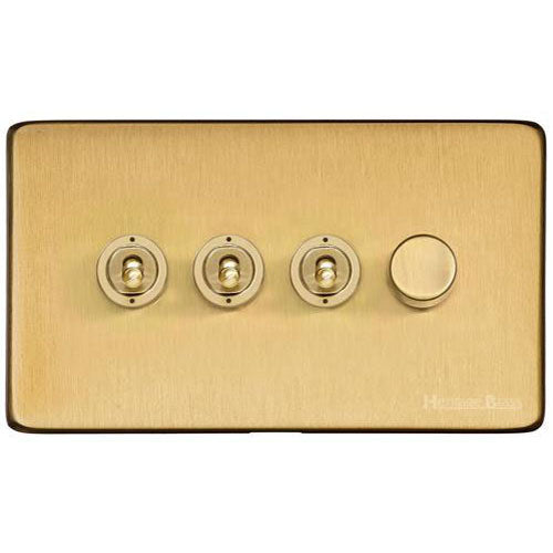 Vintage Range-Satin Brass-4G 3xToggle 1xTED