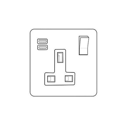 Winchester Range-Satin Brass-1G 13A Socket with USB-A+C