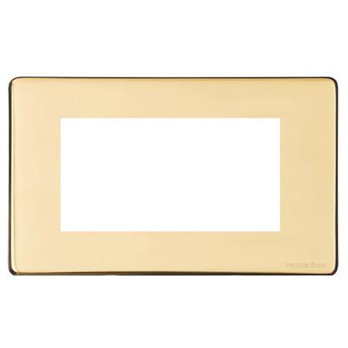 Vintage Range-Unlacquered Polished Brass -4 Module Euro Plate