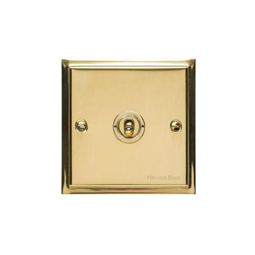 Elite Stepped Plate Range Polished Brass | 1 Gang Intermediate Toggle Switch
