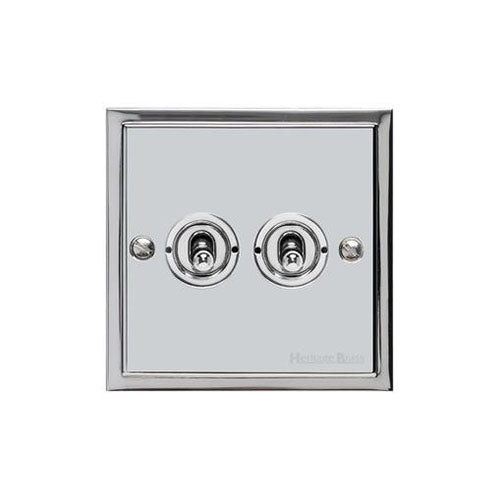 Elite Stepped Plate Range Polished Chrome | 2 Gang Toggle Switch