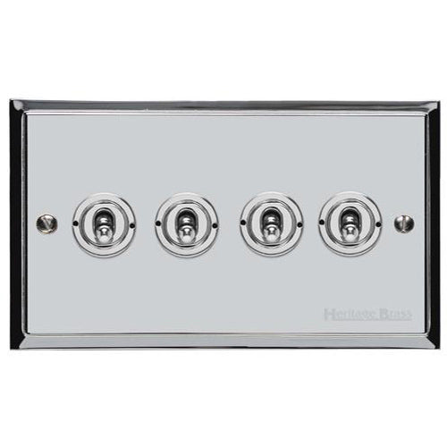 Elite Stepped Plate Range Polished Chrome | 4 Gang Toggle Switch