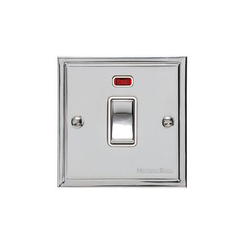 Elite Stepped Plate Range Polished Chrome | 20A Double Pole Switch with Neon