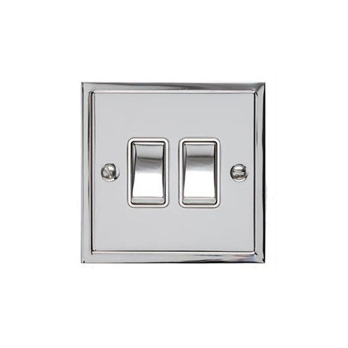 Elite Stepped Plate Range Polished Chrome | 2 Gang Rocker Switch