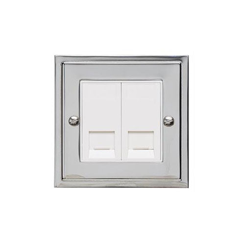 Elite Stepped Plate Range Polished Chrome | 2 Gang Secondary Line Socket