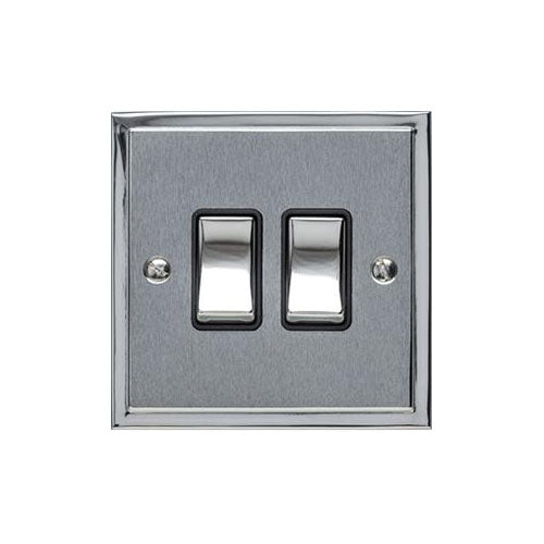 Elite Stepped Plate Range Polished Chrome | 2 Gang Rocker Switch