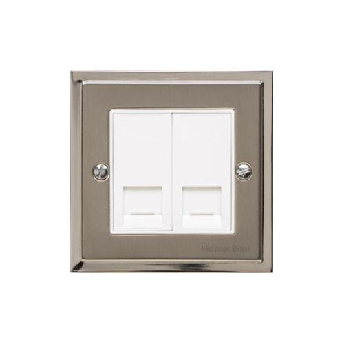 Elite Stepped Plate Range Satin Nickel | 2 Gang RJ45