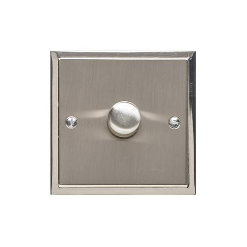 Elite Stepped Plate Range Satin Nickel | 1 Gang TED Dimmer (Compatible with LED Lamps)