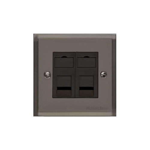 Elite Stepped Plate Range-Black Nickel-2 Gang CAT6
