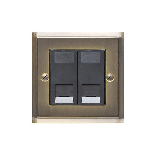 Elite Stepped Plate Range Antique Brass | 2 Gang Secondary Line Socket