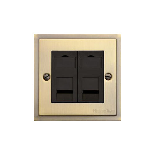 Elite Stepped Plate Range-Antique Brass-2 Gang CAT6