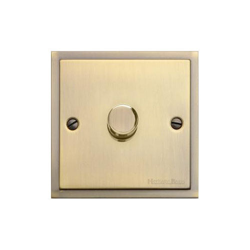 Elite Stepped Plate Range Antique Brass | 1 Gang TED Dimmer (Compatible with LED Lamps)