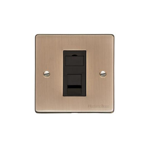 Elite Flat Plate Range-Antique Brass-1 Gang CAT6